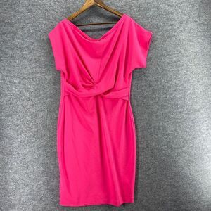New Gibson Latimer Dress Women 2XL Pink V-Neck Sheath Midi Short Sleeve Casual